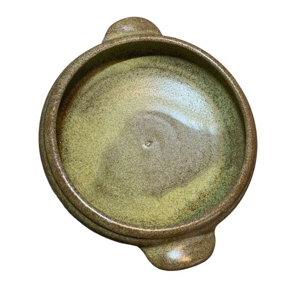 Handmade Studio Pottery Signed Shallow Bowl Earthy Tones Boho Neutral Style - Picture 7 of 9